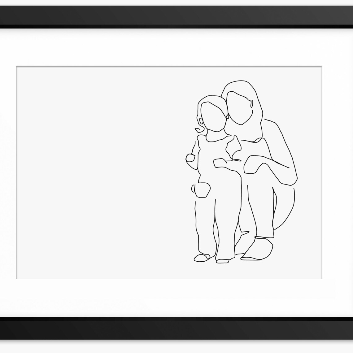 Mothers Day Print Mothers Day Illustration Drawing Gift For Mum Mom Line Art Line Drawing Mother And Daughter Art Family Print Art