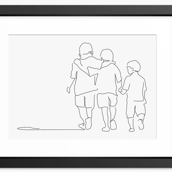 Family Line Art Portrait, Mother's Day Gift Art Print