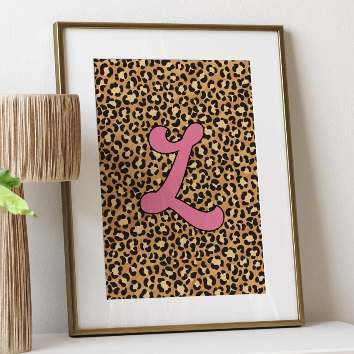 Leopard Letter Print Unframed Maximalist Personalised Alphabet Initial Retro Wall Art Animal Print