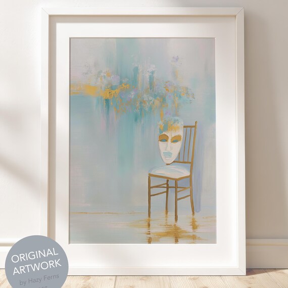Pastel Blue Gold Chair, Cozy Minimalist Decor