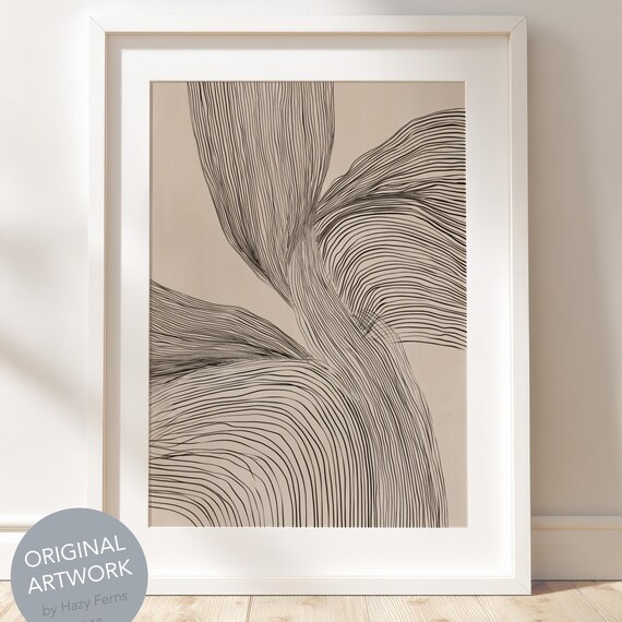 Minimalist Boho Abstract Line Art, Modern Decor