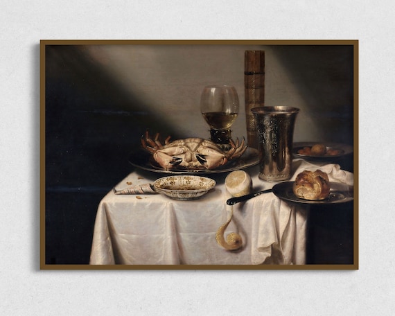 Kitchen Still Life Painting Victorian Painting Still Life Painting Dining Room Wall Art Moody Vintage Art