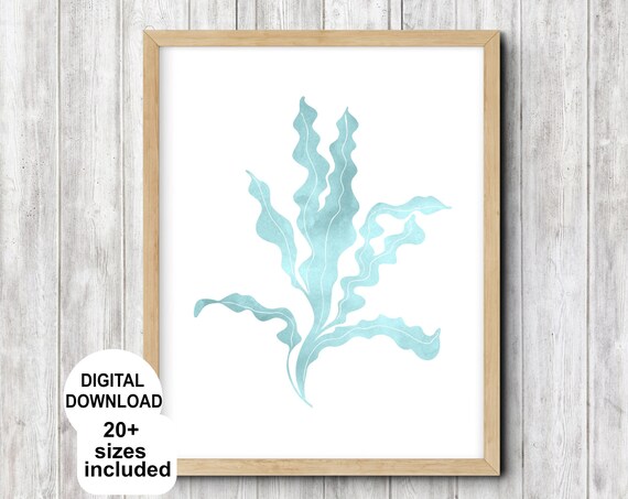 Watercolor Seaweed Print Beach House Decor Seagrass Coastal Art Sea Coral Nautical Wall Art Ocean Themed Sealife Art
