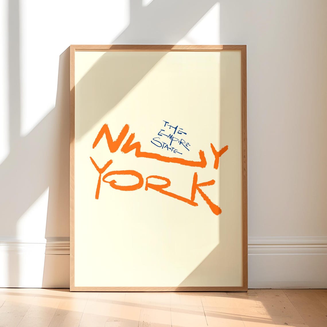 New York Empire State Handwritten Typography Modern City Poster
