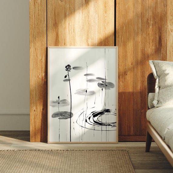 Painting Japandi Wall Art Zen Ink Nature Print Hosting Decor Wabi Sabi Gallery Prints Gift