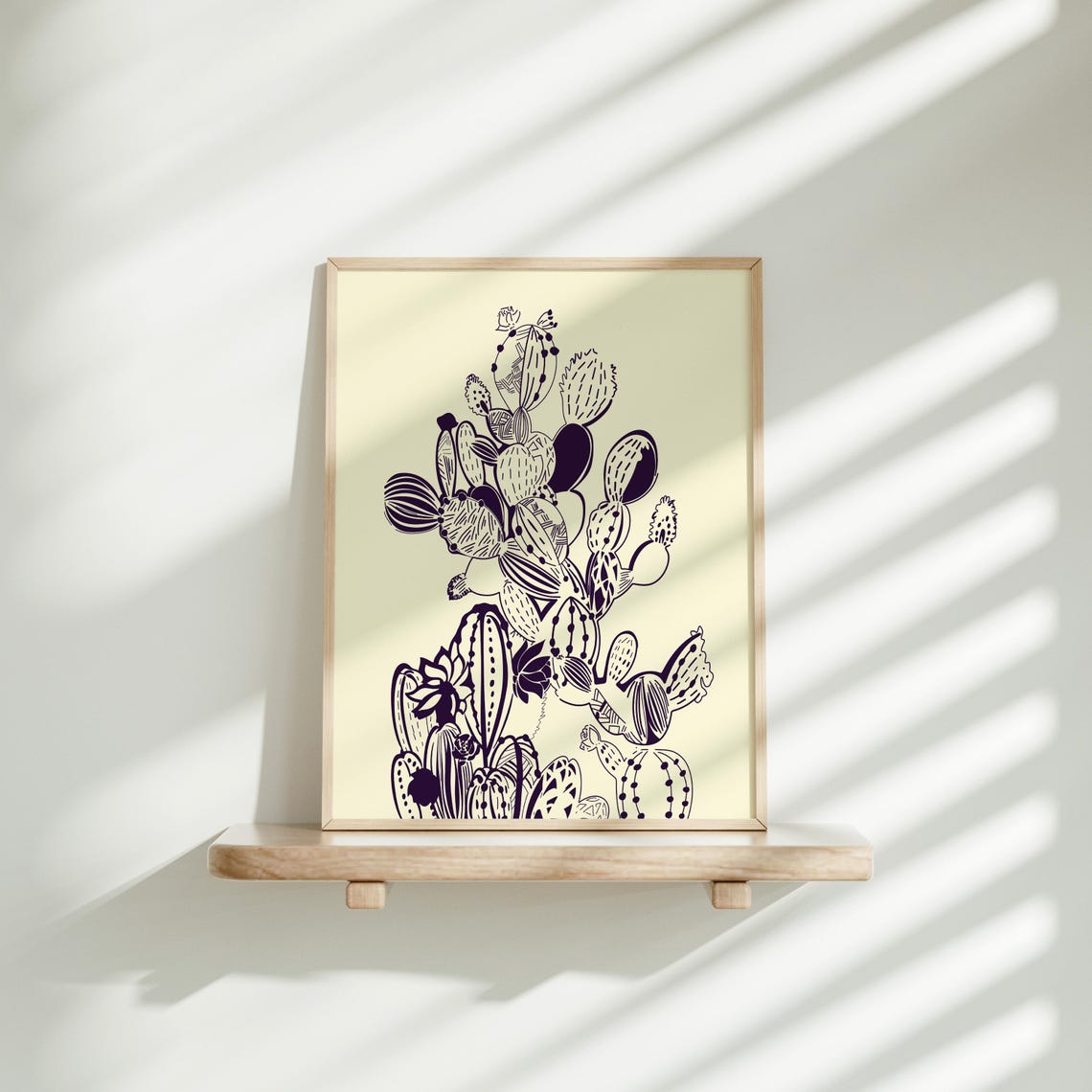 Black White Cactus Wall Art Minimalist Botanical Print Boho Desert Decor Modern Nature Artwork