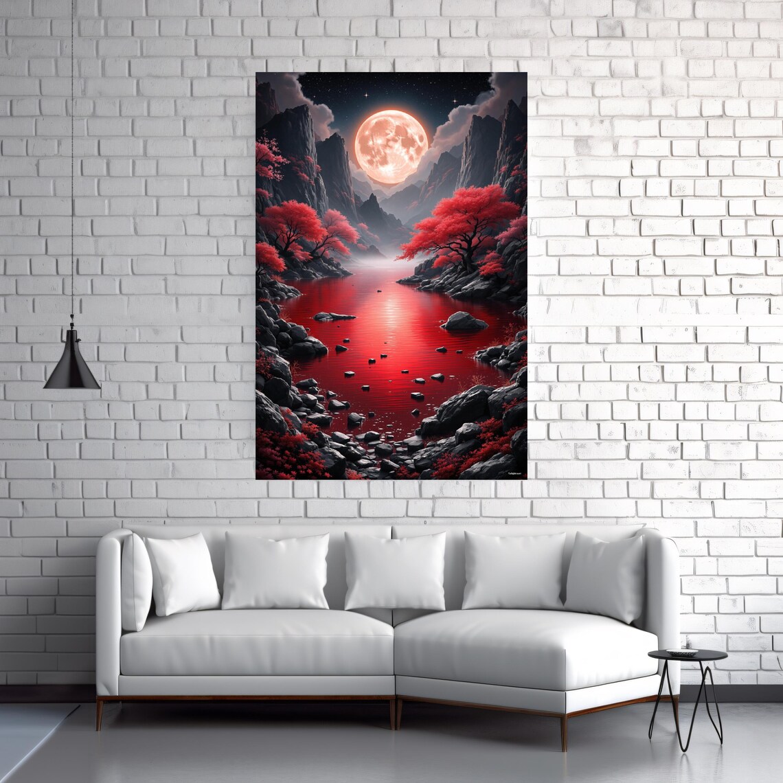 Blood Moon Lagoon - Abstract Modern Art Print