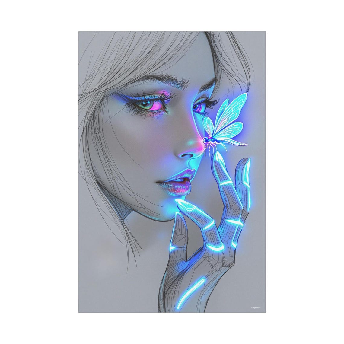 Neon Butterfly Girl - Pop Art Print - Image 3