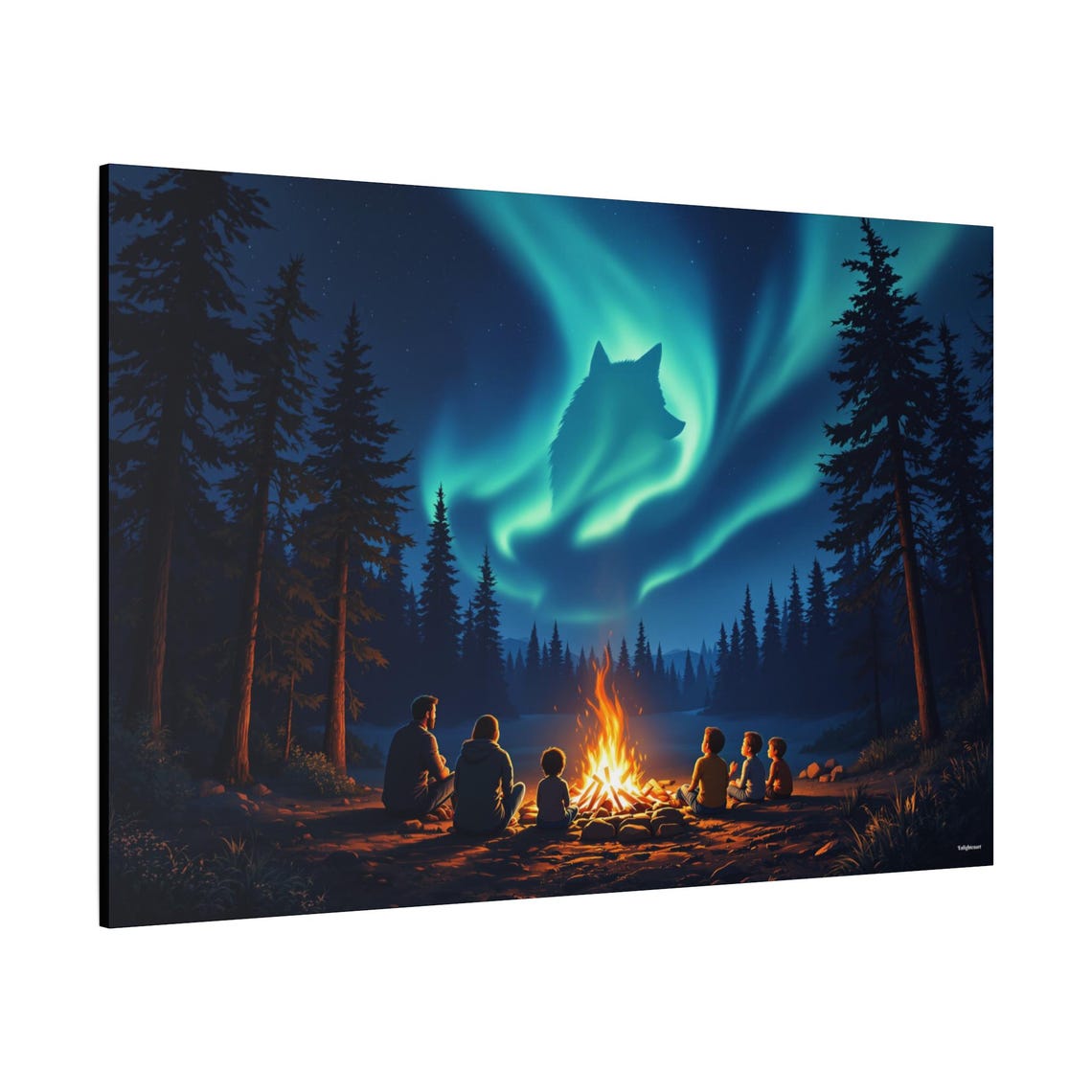 Wolf Spirit - Night Campfire Art Print - Image 2