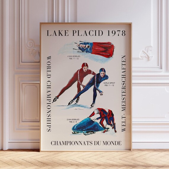 Lake Placid 1978 World Championships Vintage Winter Sports Poster