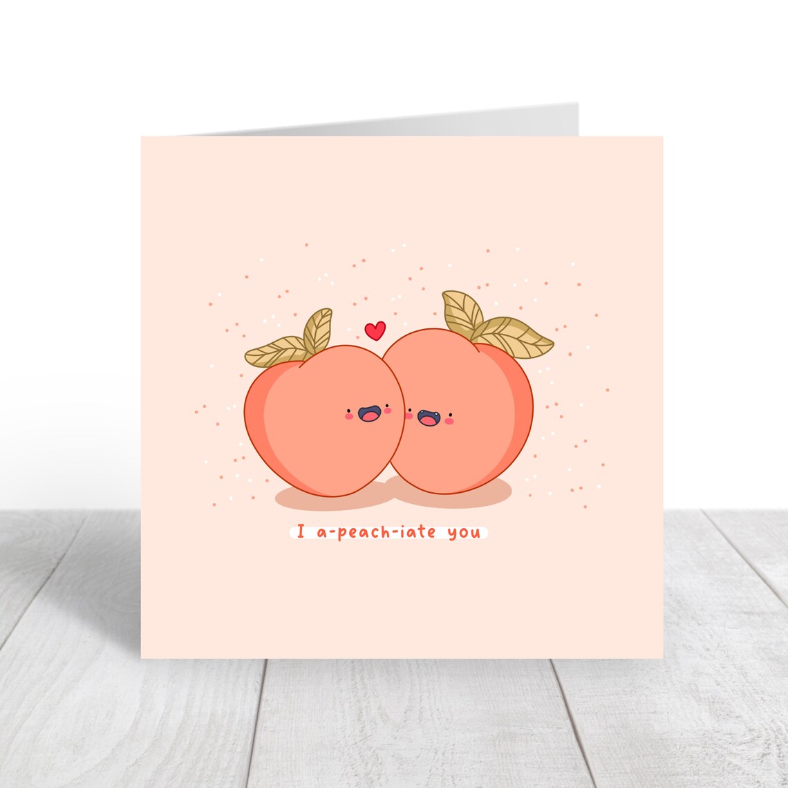 I A-peach-iate You Two Cute Smiling Peach Couple Love Card Poster - Image 4