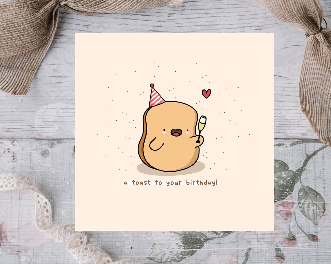 A Toast to Your Birthday Cute Champagne Toast Party Card Poster - Image 2