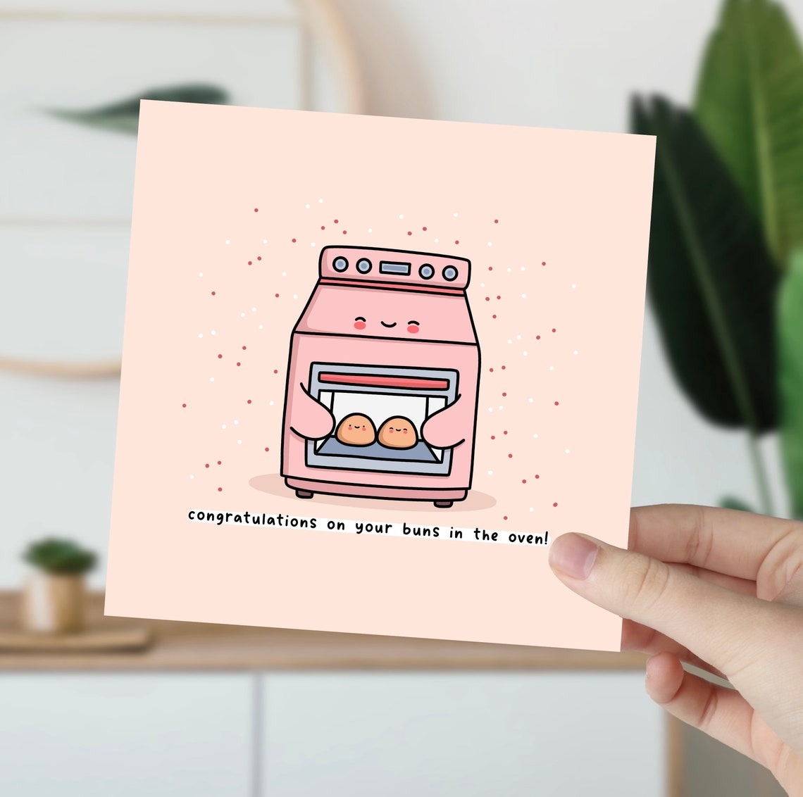 Pink Oven With Twin Buns Congratulations Buns In The Oven Wall Art - Image 6