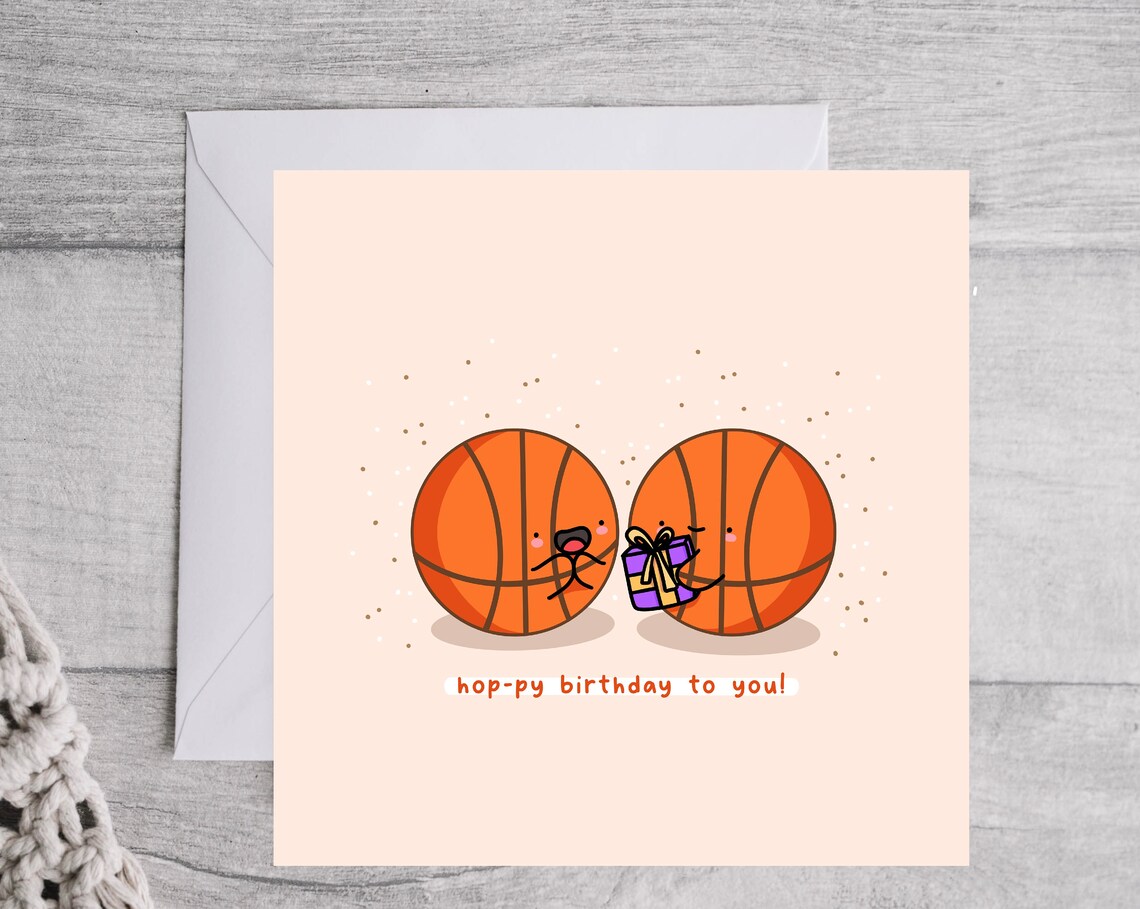 Hop-py Birthday To You Basketball Pun Birthday Illustrated Card Print - Image 3