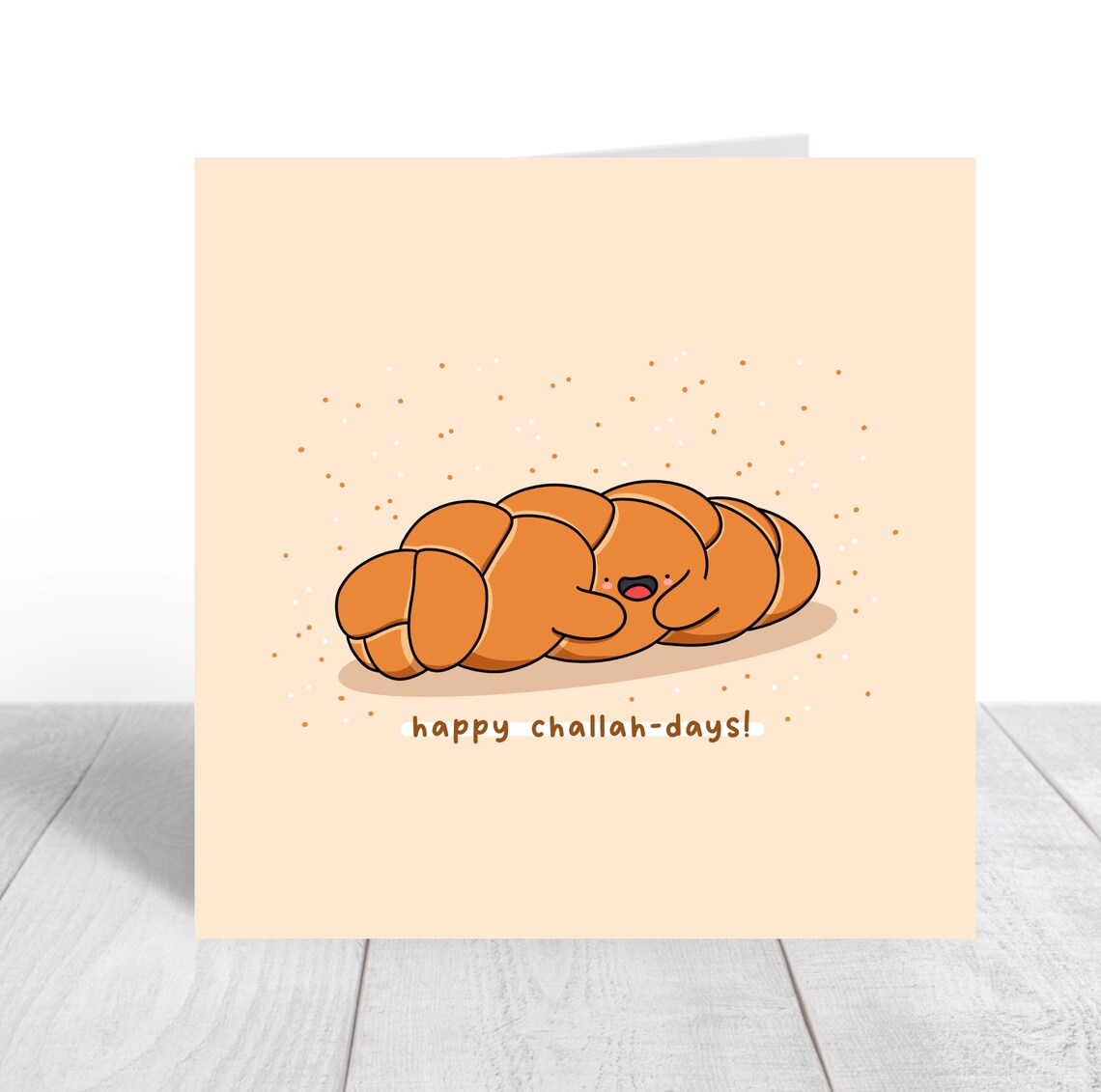 Happy Challah Days Card Hanukkah Card Funny Hanukkah Card Kawaii Card - Image 3