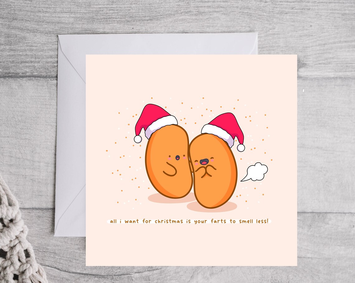 Baked Beans Santa Hats Funny Christmas Farts Card Rude Print - Image 4