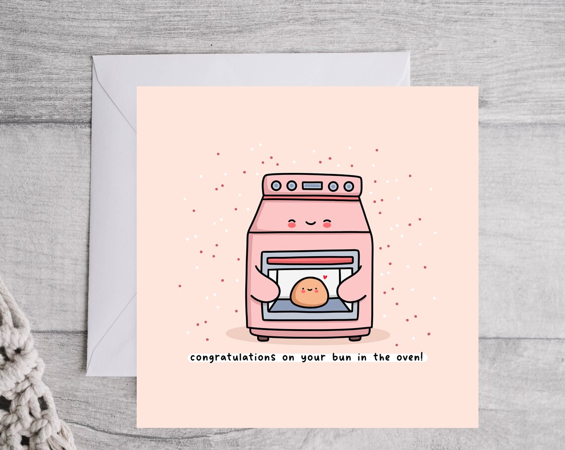 Bun In The Oven Punny Card, Cute Pregnancy Wall Art Print - Image 4
