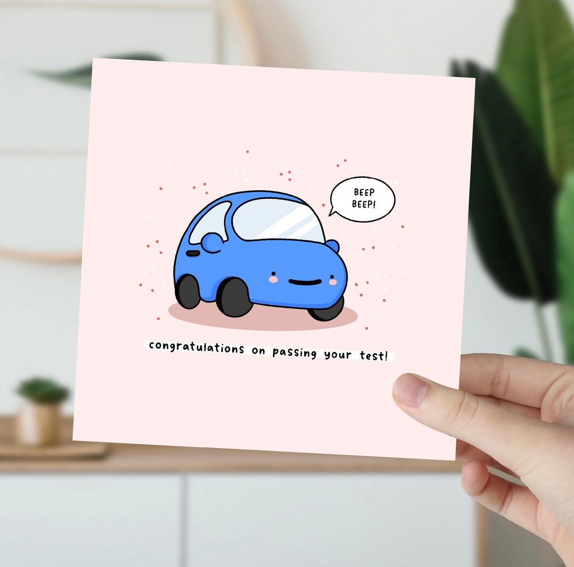 Beep Beep Blue Car Congratulations On Passing Your Test Print - Image 4