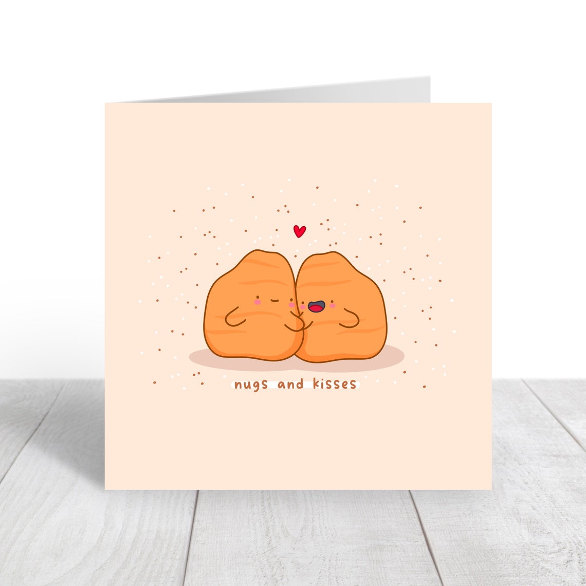 Cuddling Chicken Nuggets Nugs and Kisses Love Card Cute Print - Image 3