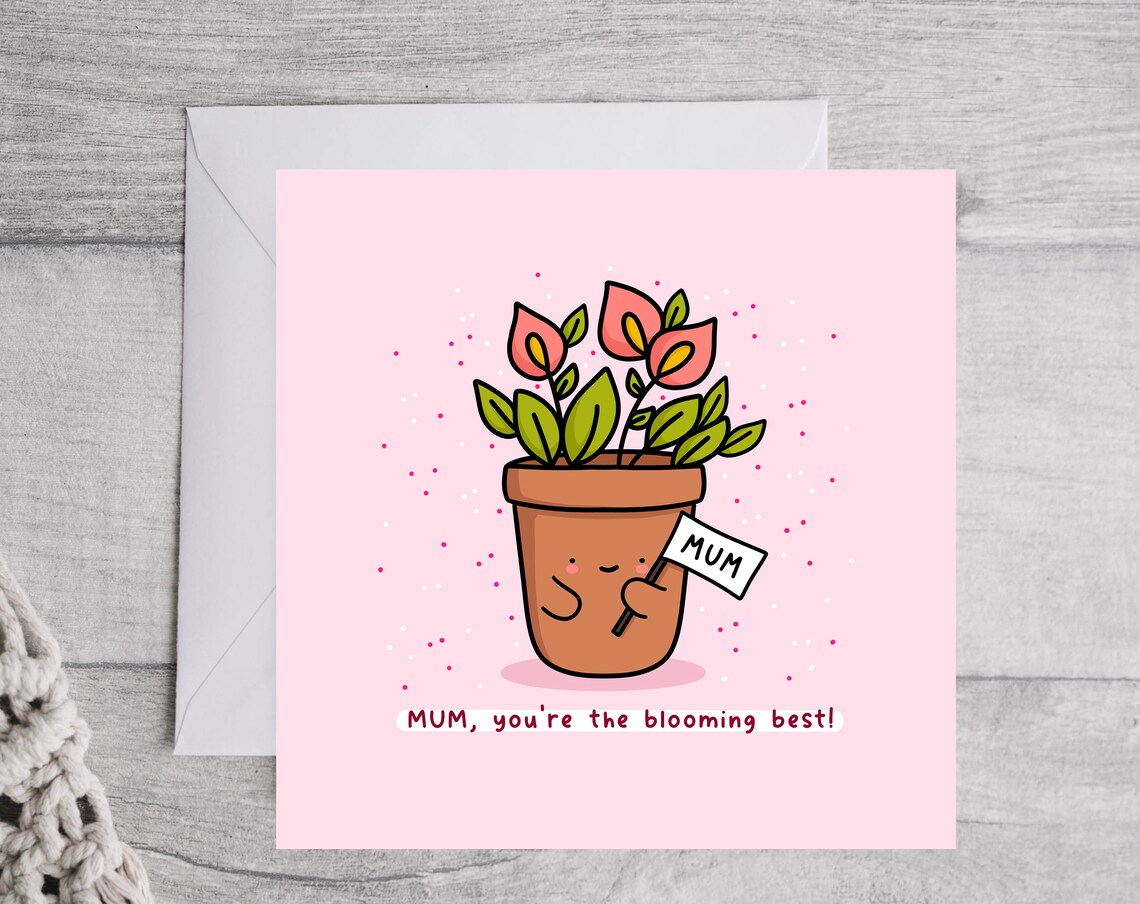 Kawaii Mum Gardening Pun Card, Flower Pots Art Print - Image 4