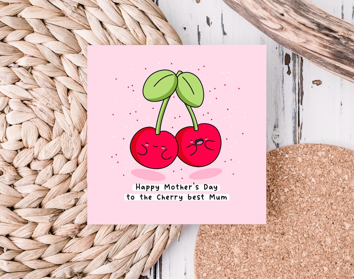 Kawaii Happy Mothers Day to the Cherry Best Mum Pun Art Print - Image 5