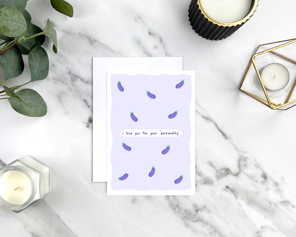 I Love You For Your Personality Cheeky Aubergine Card Poster - Image 5