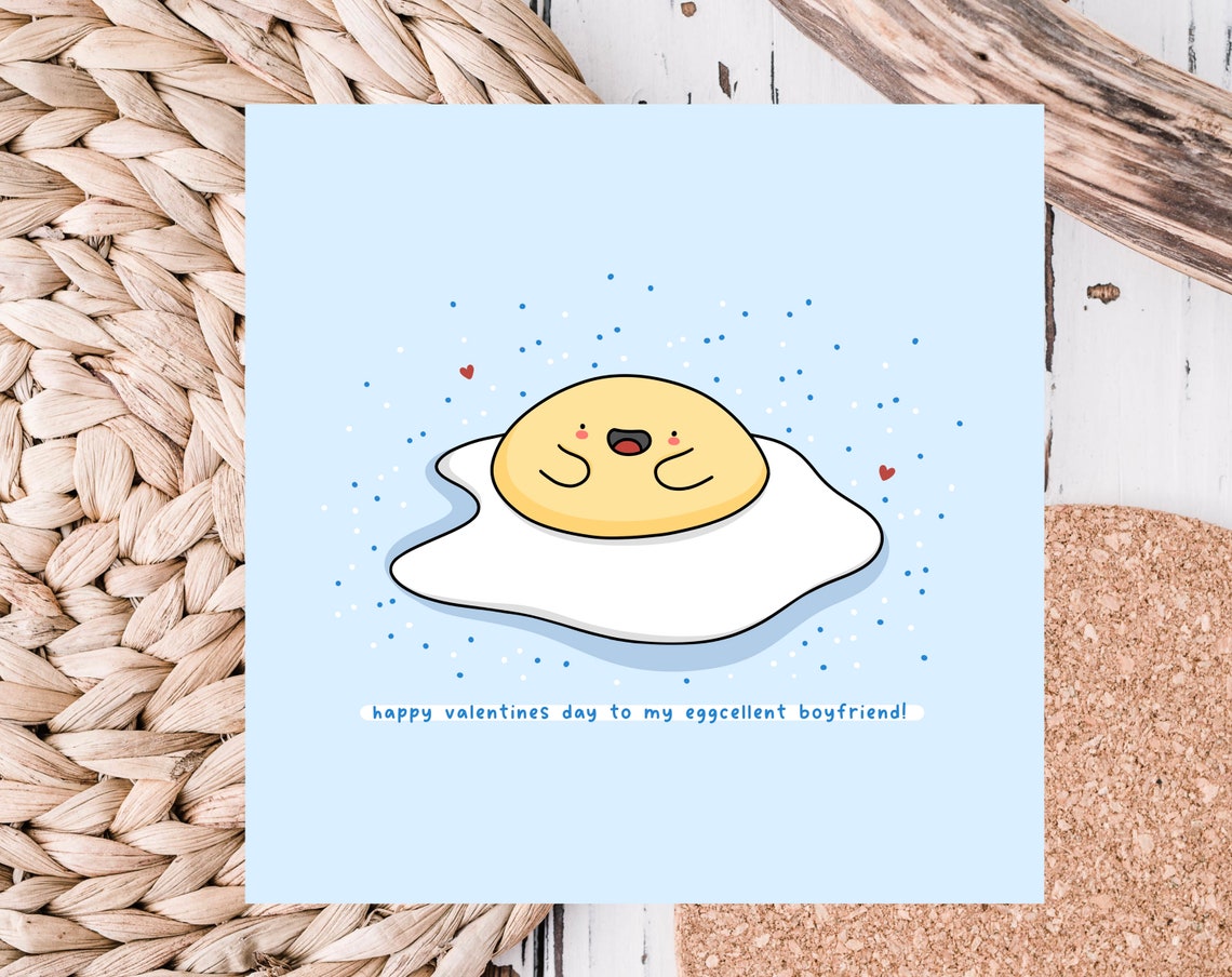 Cute Fried Egg Pun Valentine Card for Eggcellent Boyfriend Poster - Image 3