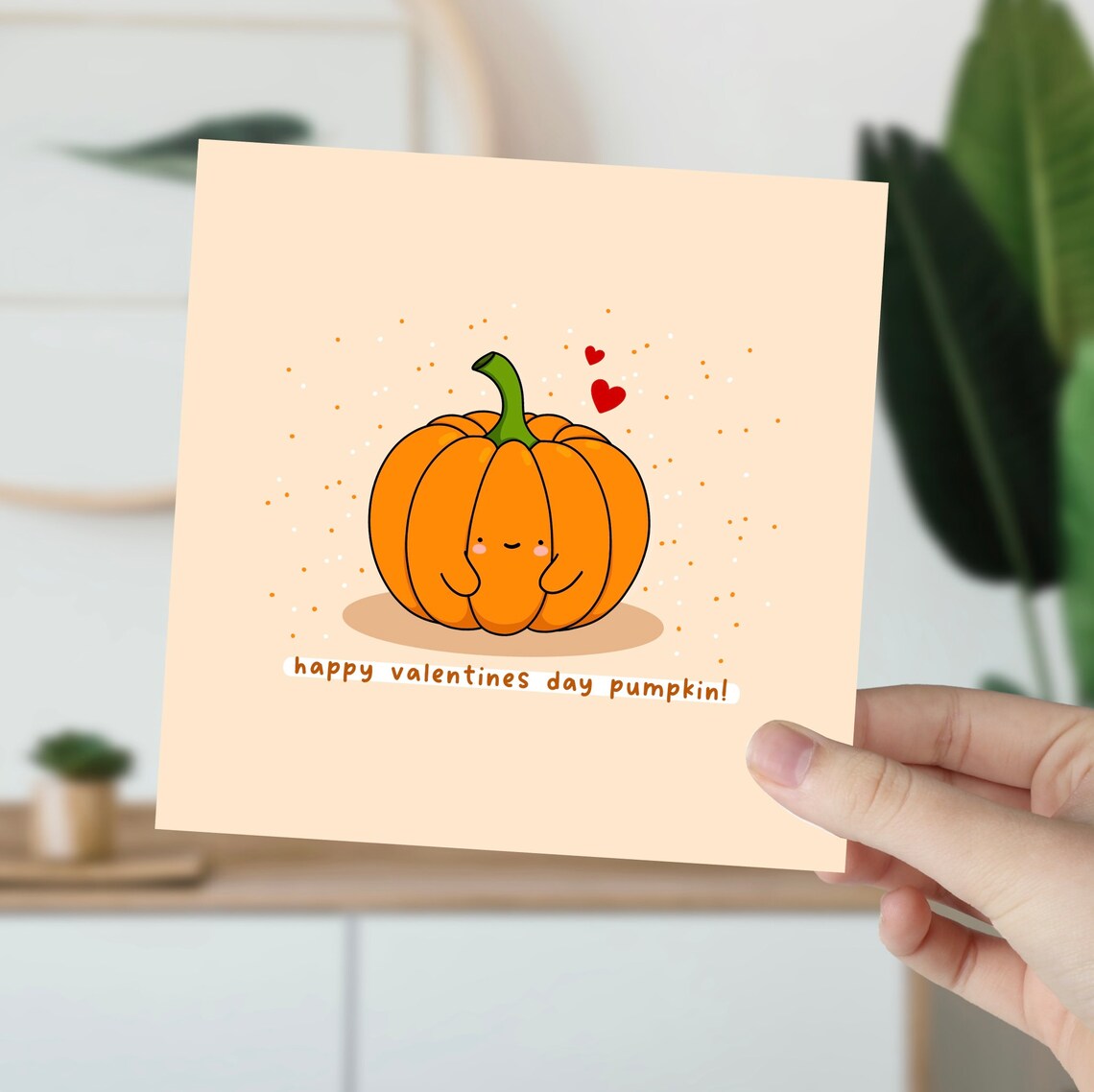 Happy Valentines Day Pumpkin Cute Kawaii Illustrated Card Print - Image 6