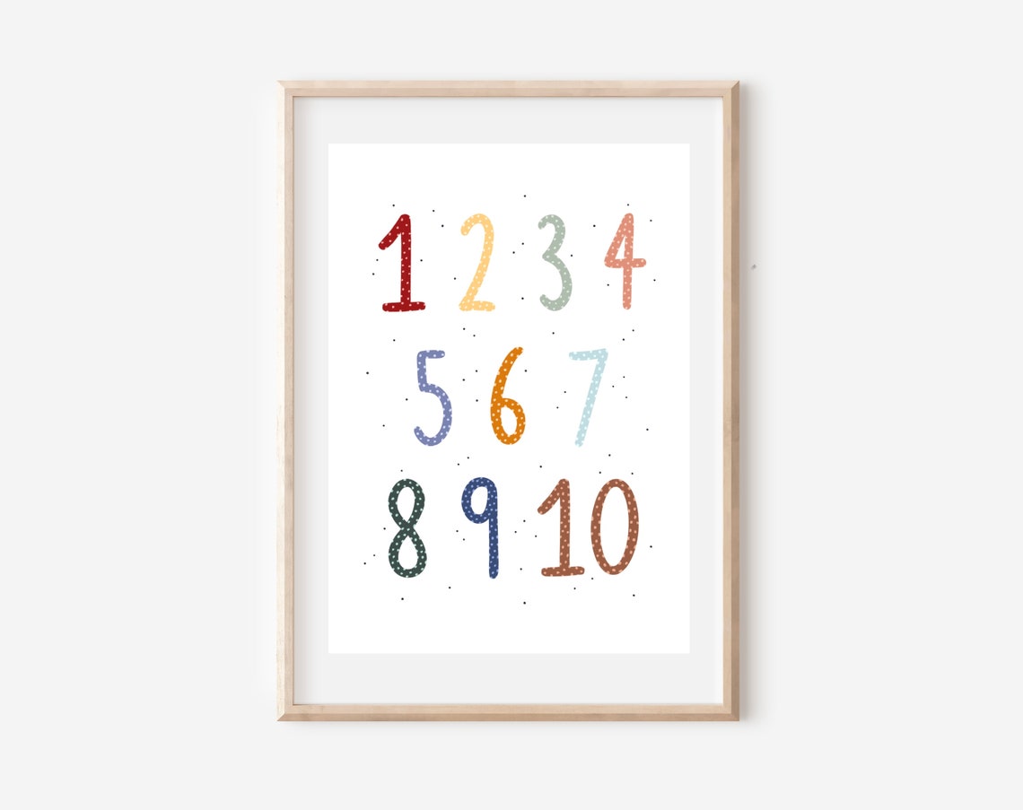 Colourful Rainbow Numbers 1 to 10 Nursery Educational Art Print - Image 3