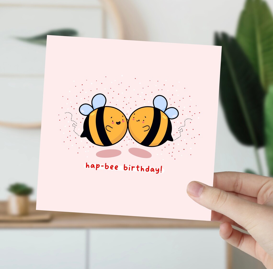 Kawaii Bumble Bees Hap-Bee Birthday Celebration Card Art Print - Image 3