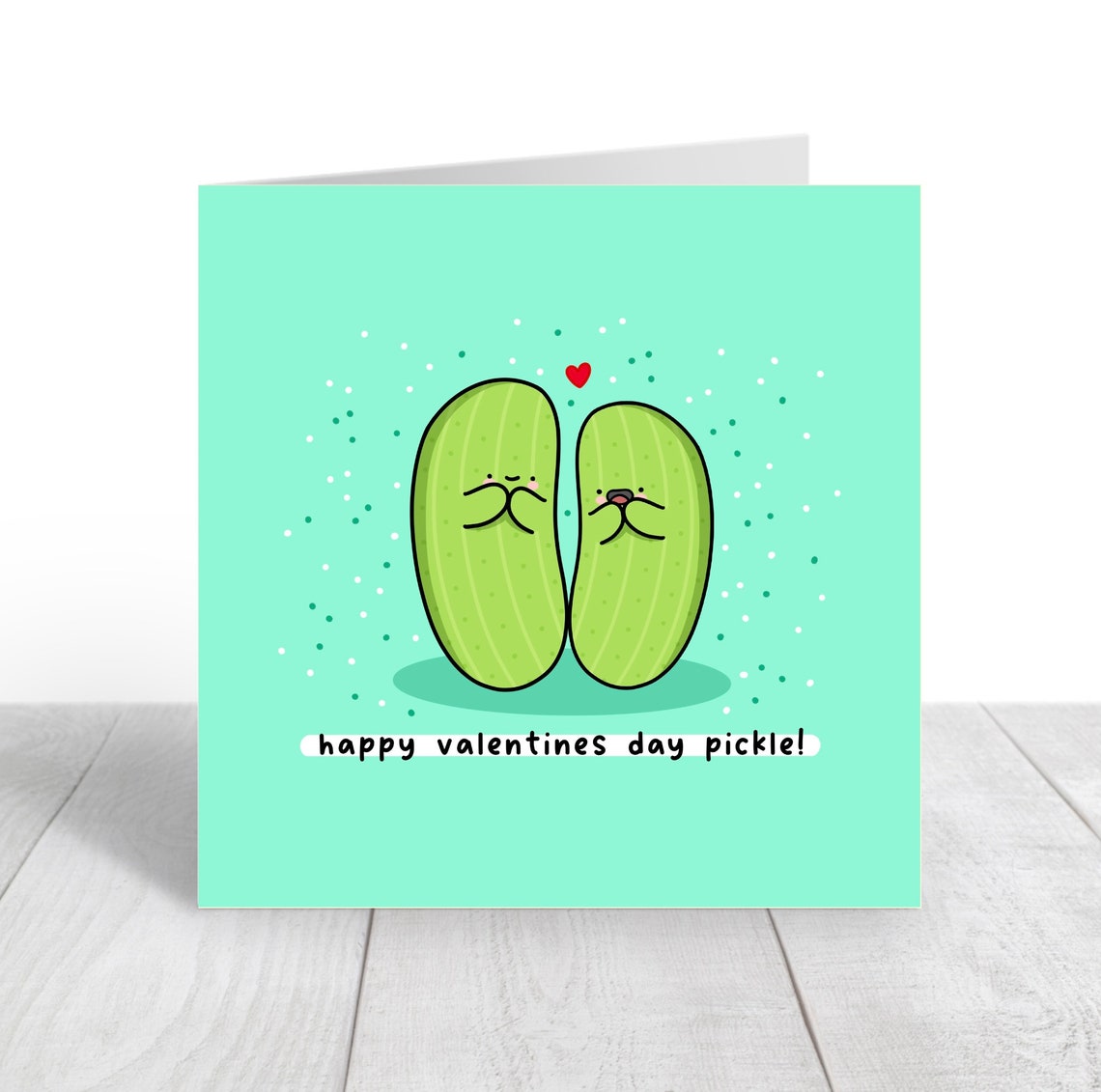 Happy Valentines Day Pickle Funny Love Pun Illustrated Card Print - Image 6