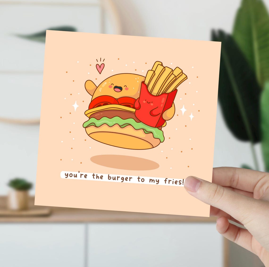 Youre The Burger To My Fries Cute Burger Card Fries Fast Food Kawaii Card Food Pun Anniversary Card - Image 6