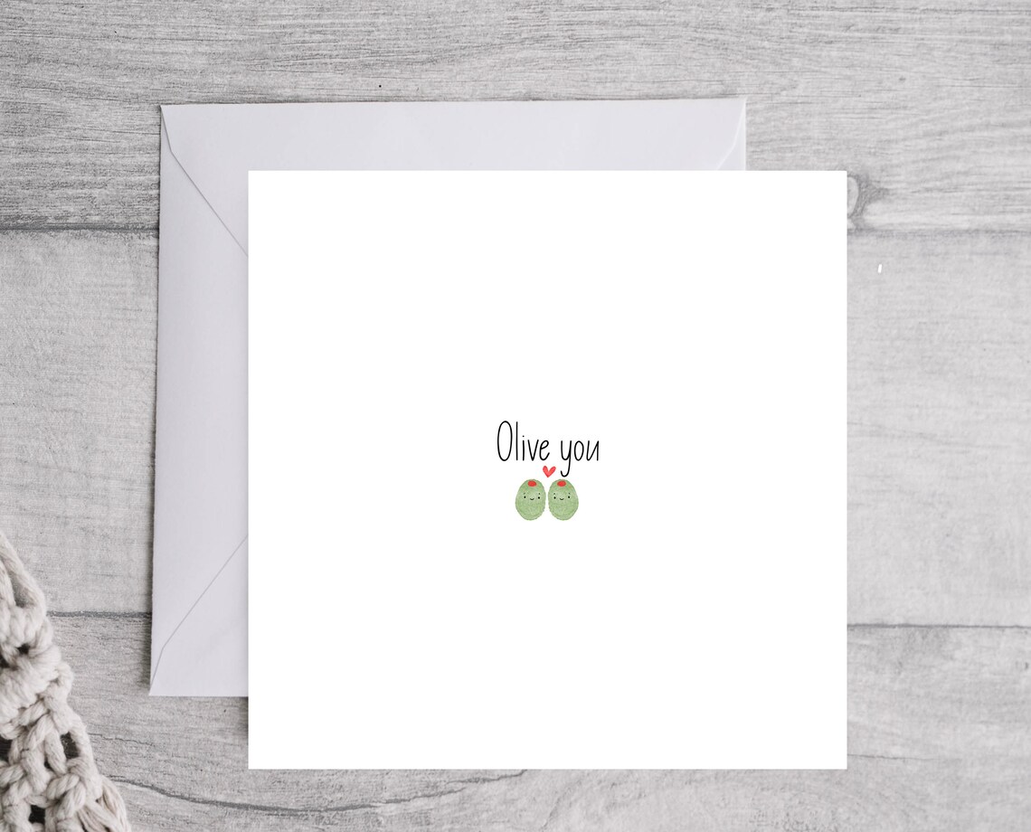 Olive You Adorable Pun Love Card For Anniversary Valentine Wall Art - Image 4