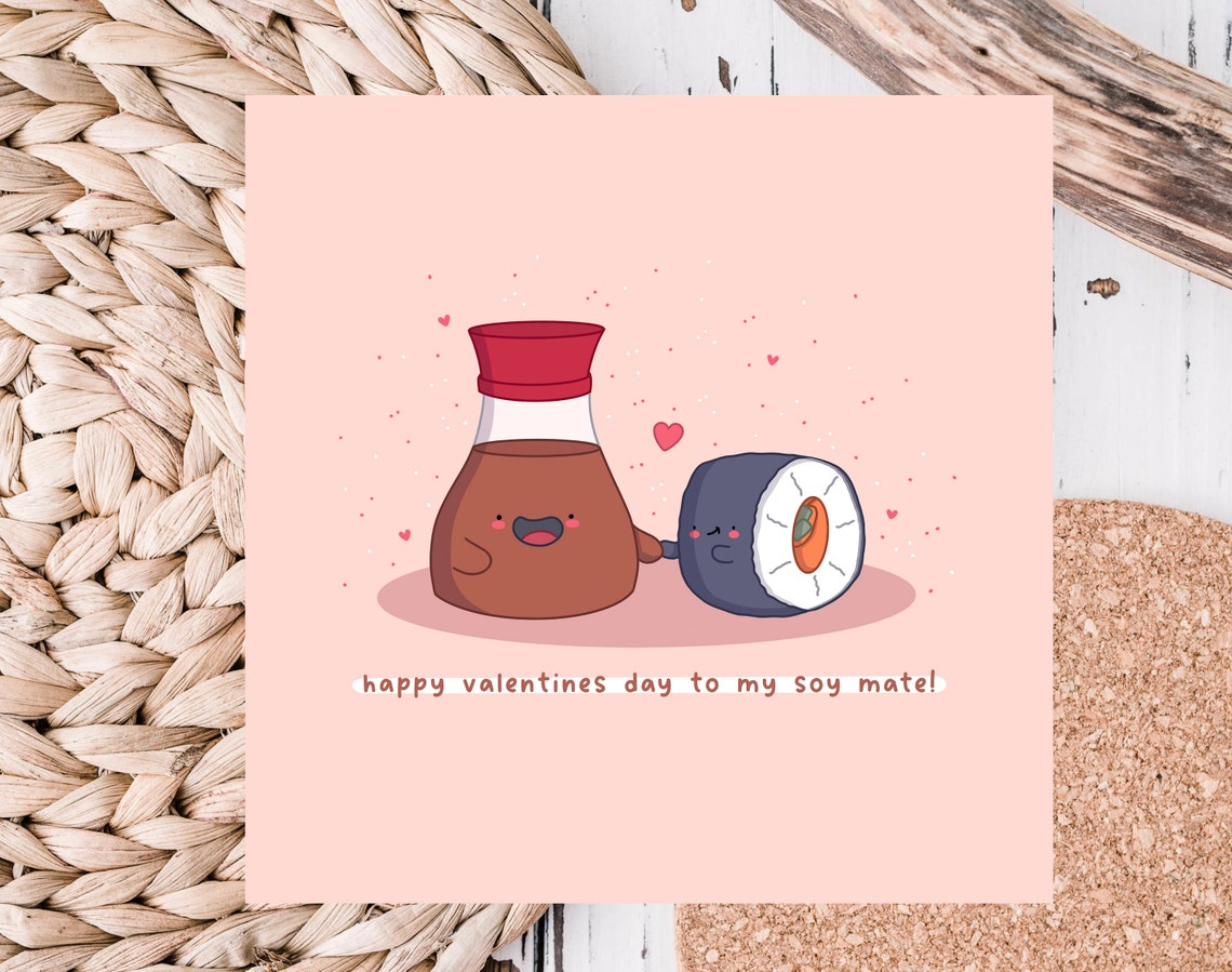 Happy Valentine's Day to My Soy Mate Kawaii Sushi Card Poster - Image 5