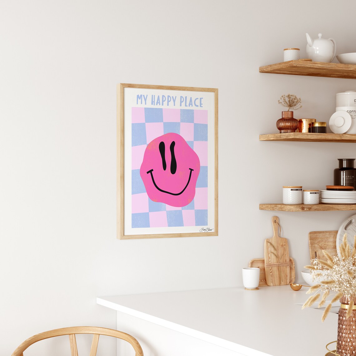 Smiley My Happy Place Retro Funky Poster Print - Image 3