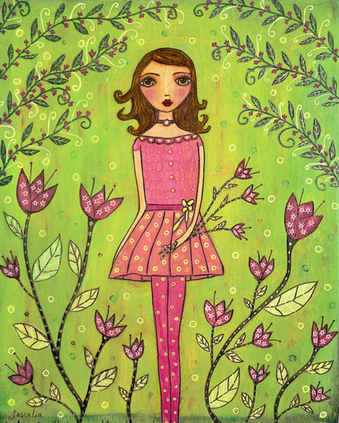 Whimsical Girl, Folk Art Nursery Decor