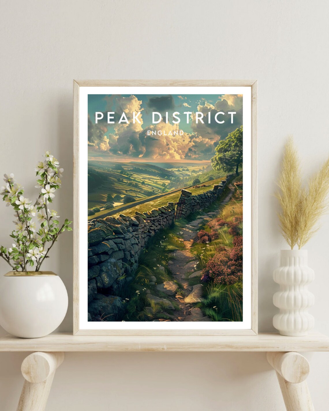 Peak District England Stone Wall Hiking Trail Vintage Travel Poster - Image 4