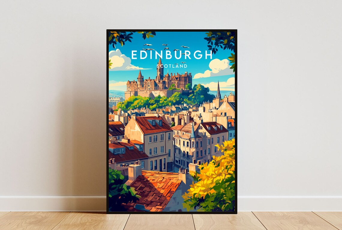 Edinburgh Travel Poster, Scotland Travel Wall Art