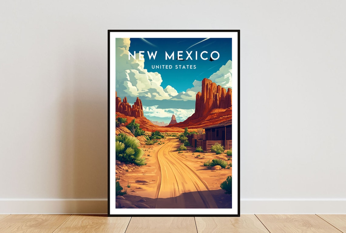 New Mexico Travel Poster, United States Wall Art