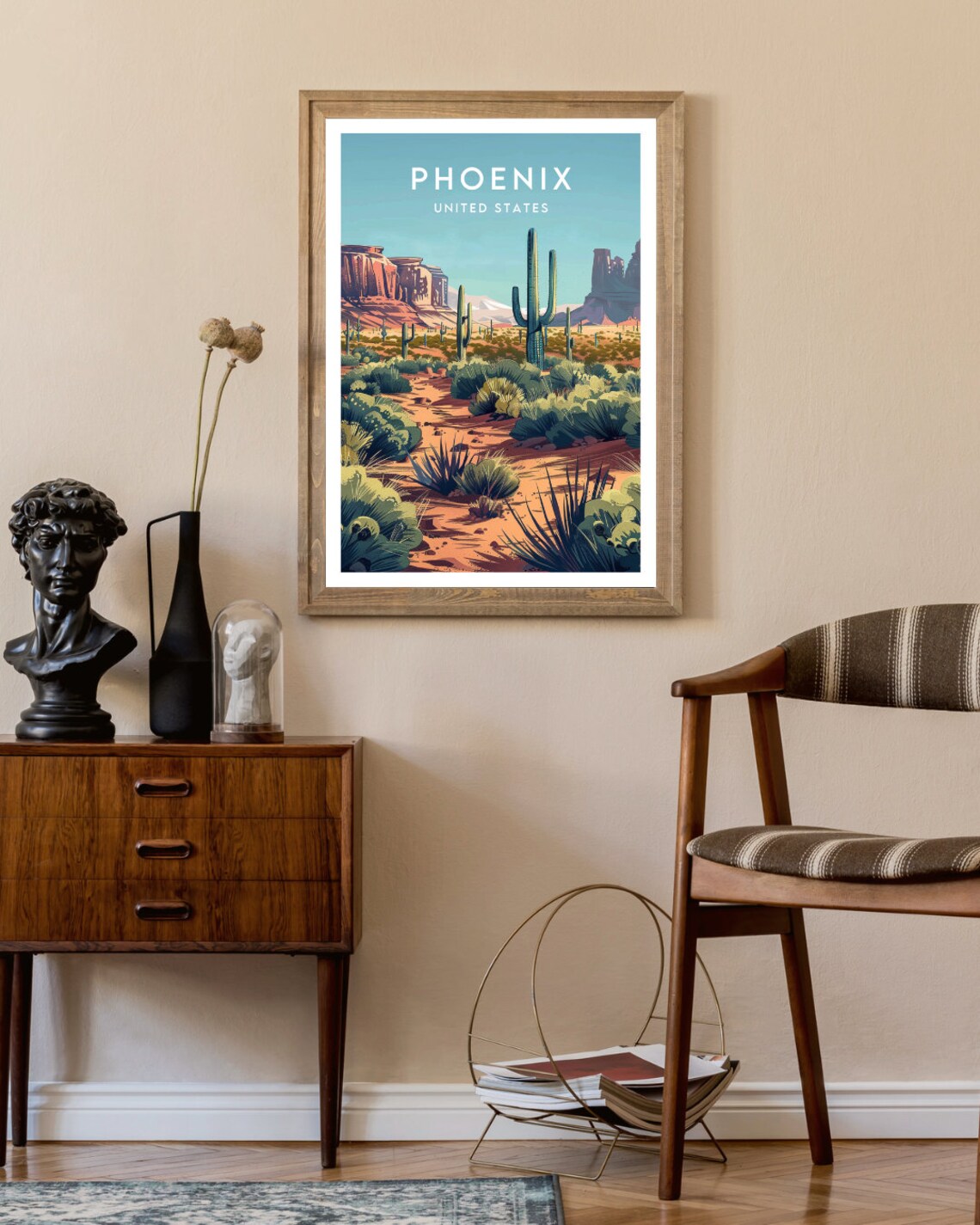 Phoenix United States Desert Saguaro Cacti Red Rocks Travel Poster - Image 2