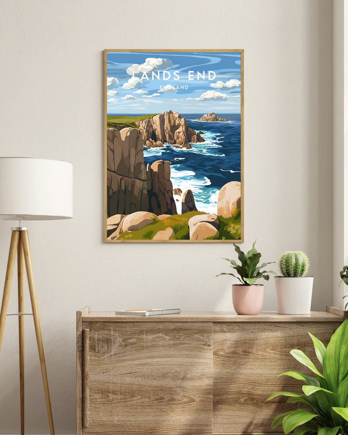 Lands End England Dramatic Sea Cliffs Coastal Travel Art Poster - Image 3