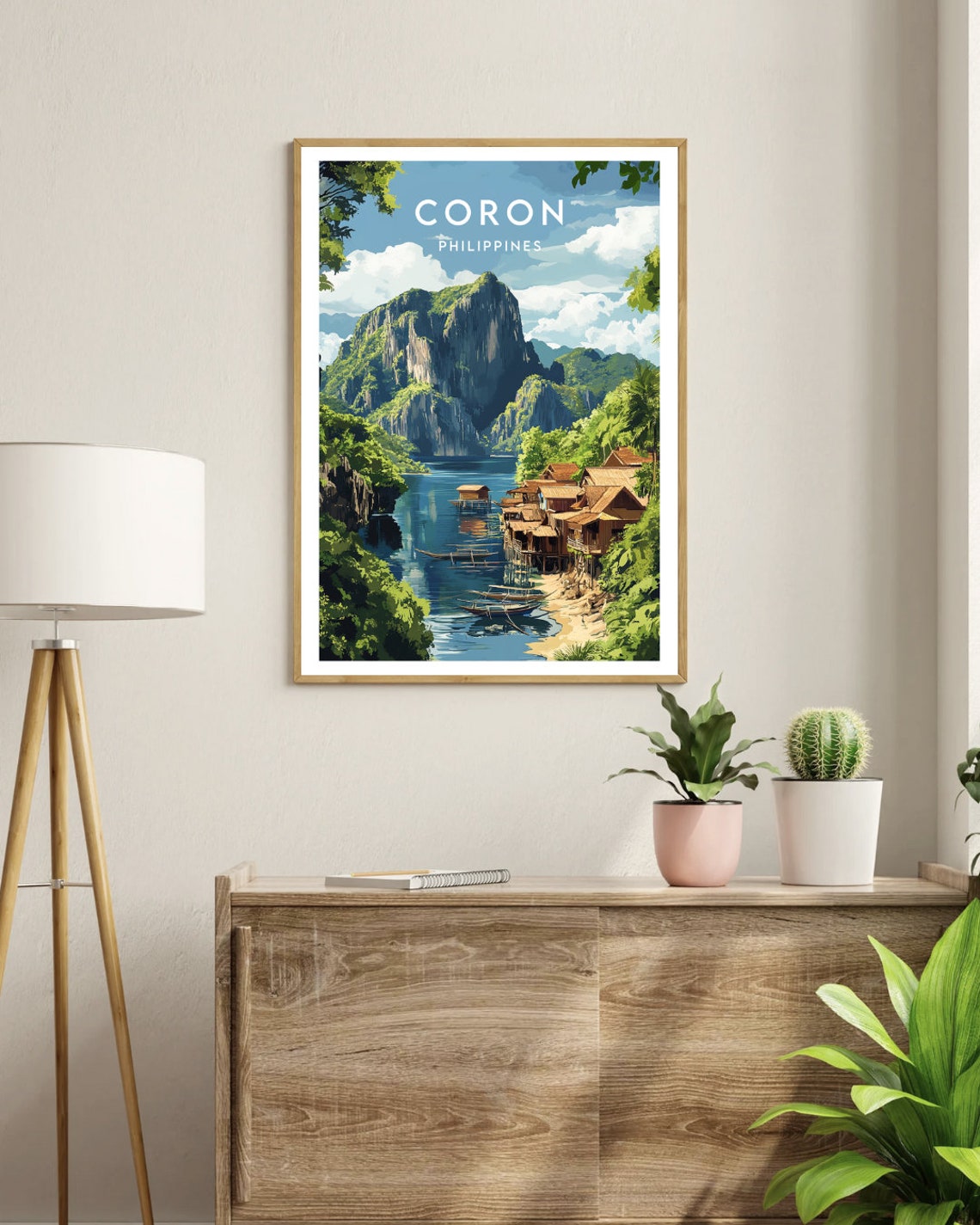 Coron Philippines Karst Cliffs Stilt Huts Tropical Lagoon Poster - Image 3