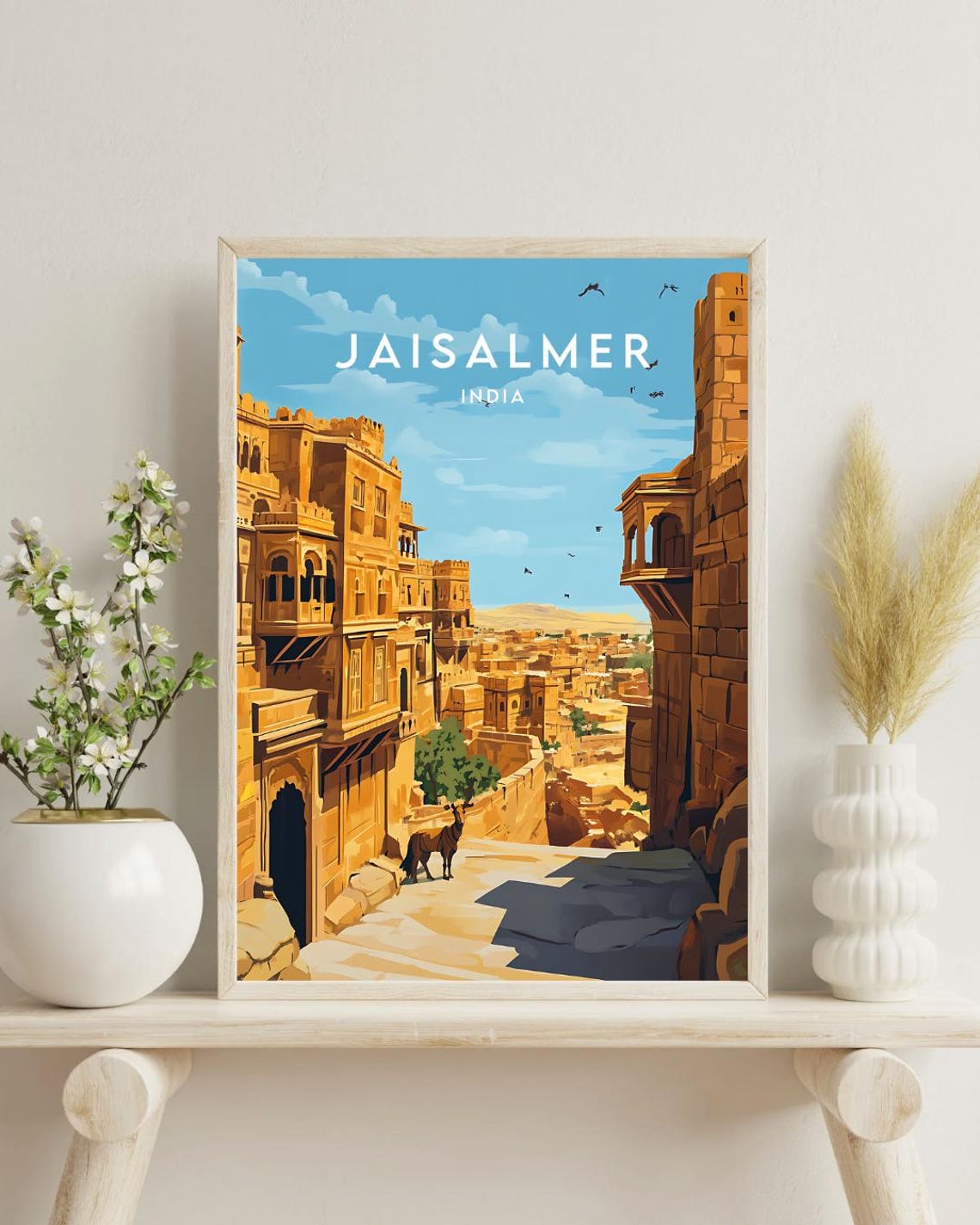 Jaisalmer India Golden Sandstone Haveli Desert Vintage Travel Poster - Image 4