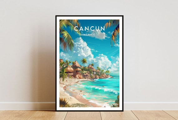Cancun Travel Print Mexico Cancun Poster Mexico Poster Travel Wall Art Mexico Print Poster Mexico Cancun North America