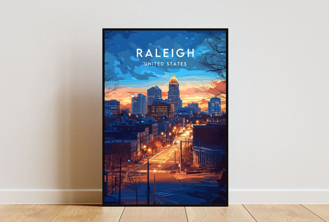 Raleigh Travel Print United States Raleigh Poster America Poster Travel Wall Art America Print Raleigh Usa North Carolina Poster