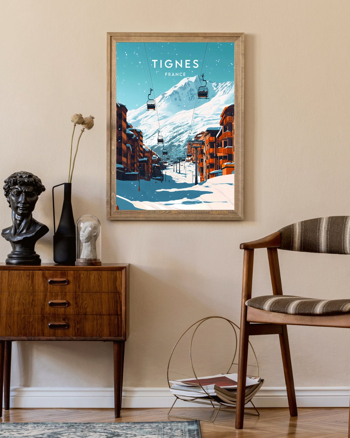 Tignes Travel Print France Tignes Poster France Poster Travel Wall Art France Print France Europe Tignes Wall Art Skiing Wall Art - Image 2