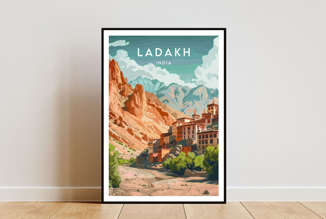 Ladakh Travel Print India Ladakh Poster India Poster Travel Wall Art India Print Ladakh Wall Art India Wall Decor Leh Ladakh Print