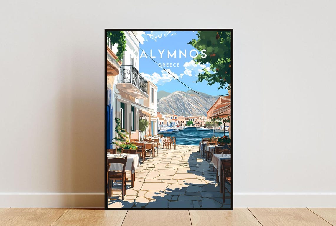 Kalymnos Travel Print Greece Kalymnos Poster Greece Poster Travel Wall Art Greece Print Greece Europe Kalymnos Print Greek Print