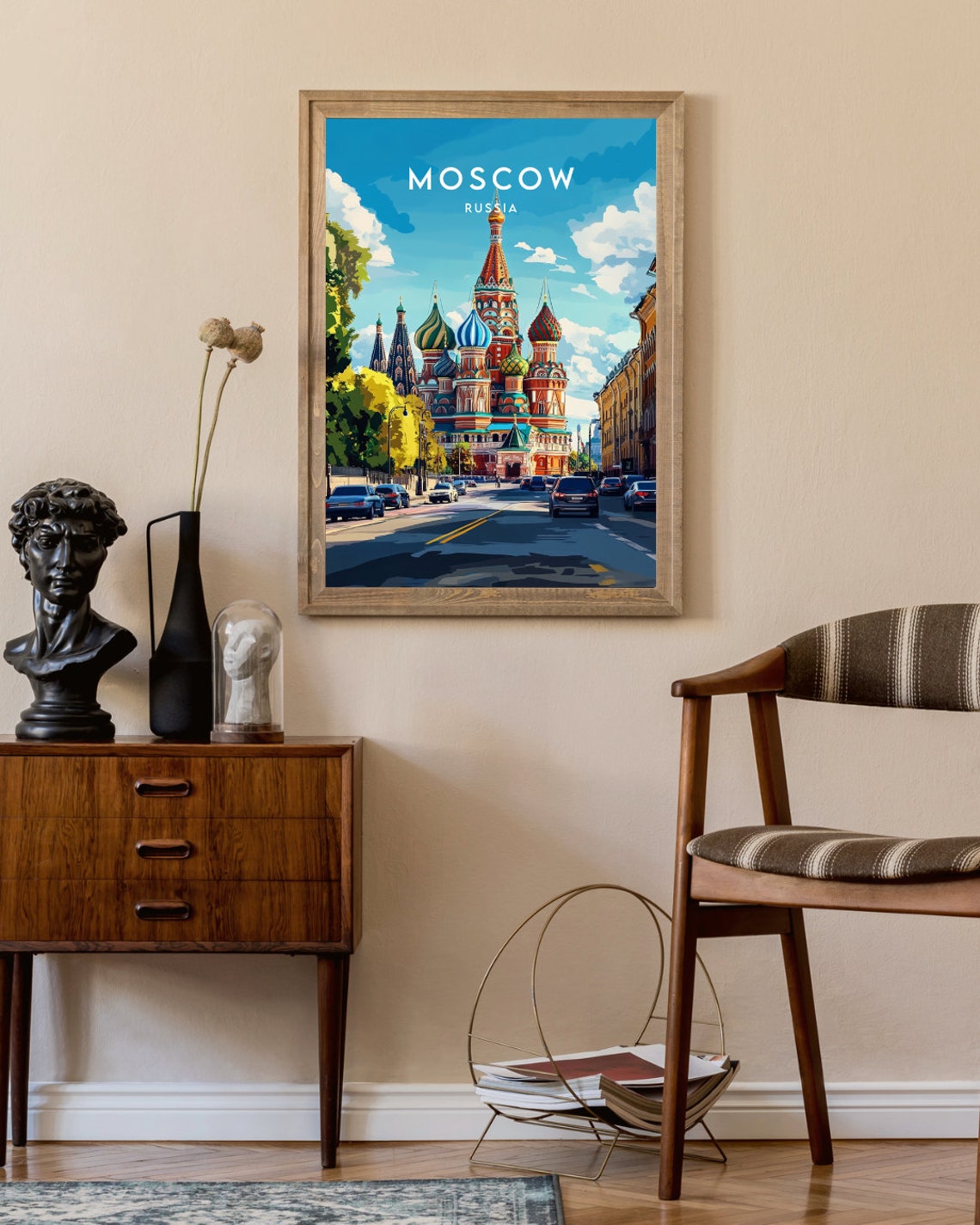 Moscow Russia St Basil Cathedral Colorful Domes Street Poster - Image 2