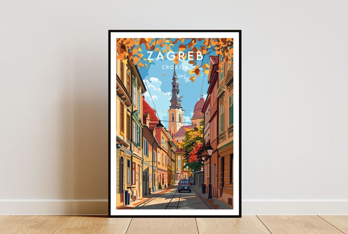 Zagreb Travel Print Croatia Zagreb Poster Croatia Poster Travel Wall Art Croatia Print Croatia Zagreb Europe Croatian Cavtat Art